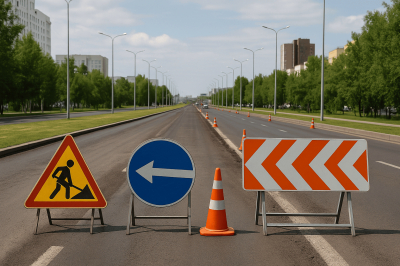 До конца августа перекроют участок дороги в Астане